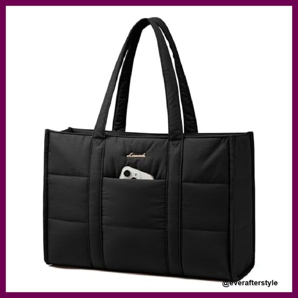 Puffer Tote Bag Quilted Lightweight Casual Shoulder Bag for Work Travel - Picture 2 of 7